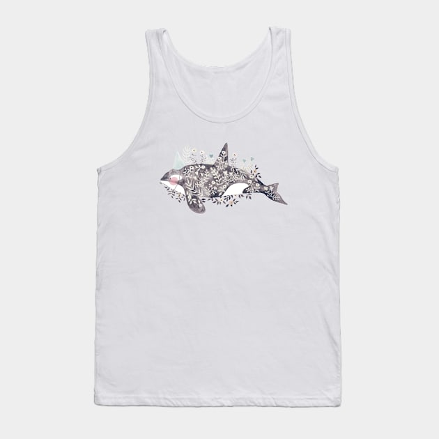 Orca With Flowers Tank Top by Cati Daehnhardt